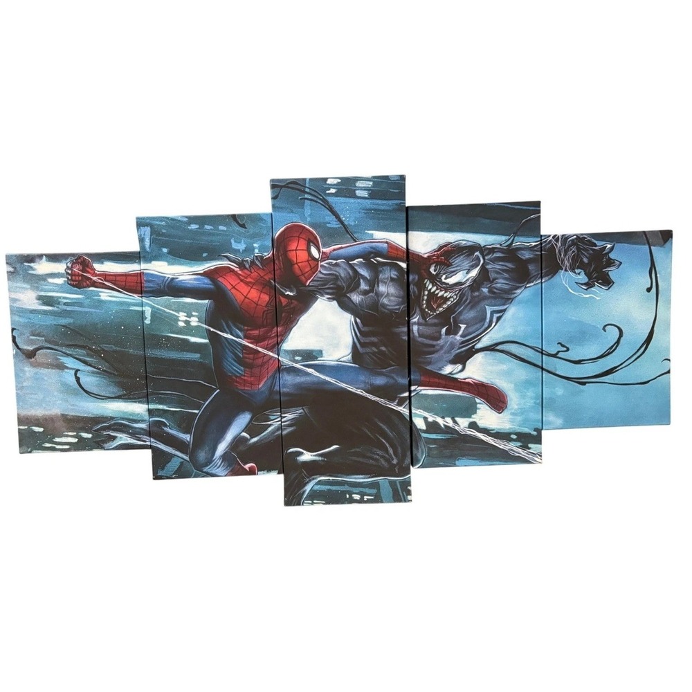 Marvel Spiderman Versus Venom 5 Piece Canvas Wall Art Print Home Decor; 40 X 20